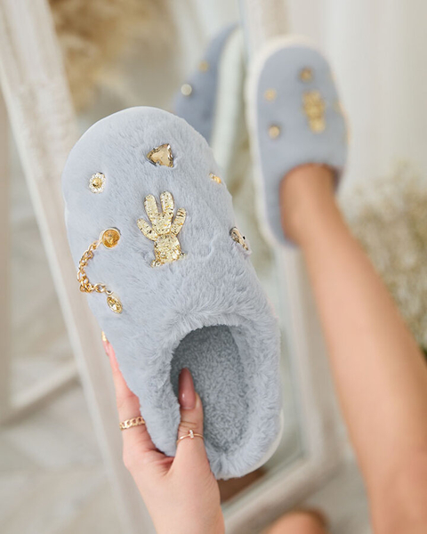 Royalfashion Sinised naiste karusnahast sussid kaunistustega Erserra