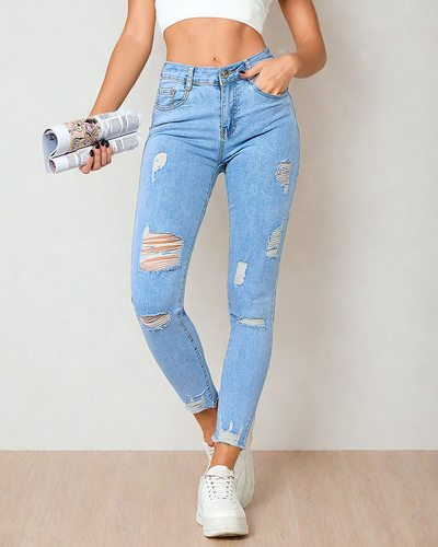 Royalfashion Women's tube jeans with rubbing