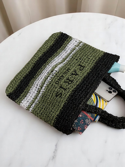 Royalfashion Большая женская соломенная сумка Paris Stripe