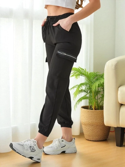 Pantaloni Elenna Sportlikud Pikad Mustad Taskuga