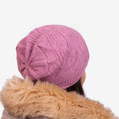 Dark pink warm ladies double layer hat - Accessories