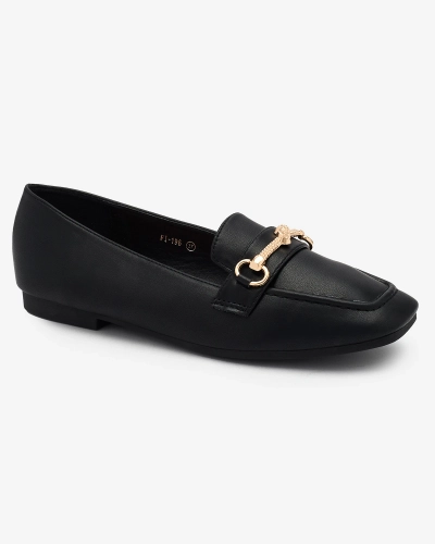 Royalfashion Black women's moccasins with gold embellishment Olerika