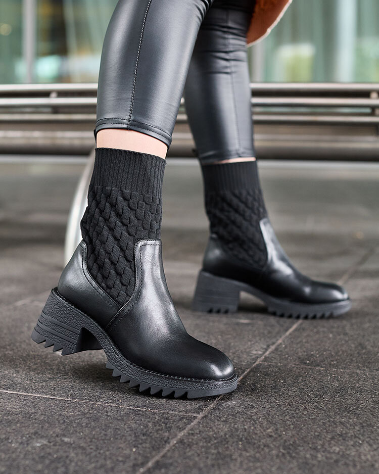 Royalfashion Черные женские сапоги Acigog на плоском каблуке