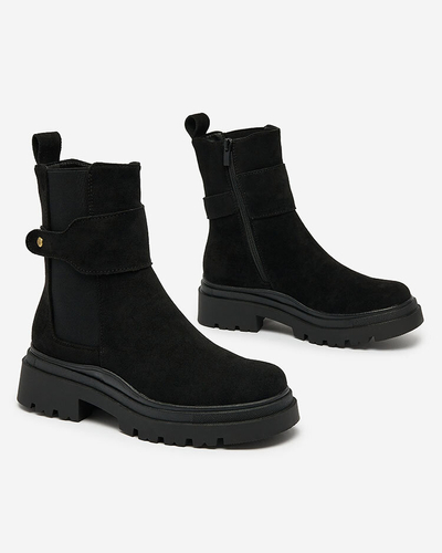 Royalfashion Black women's boots with decorative strap Doasa