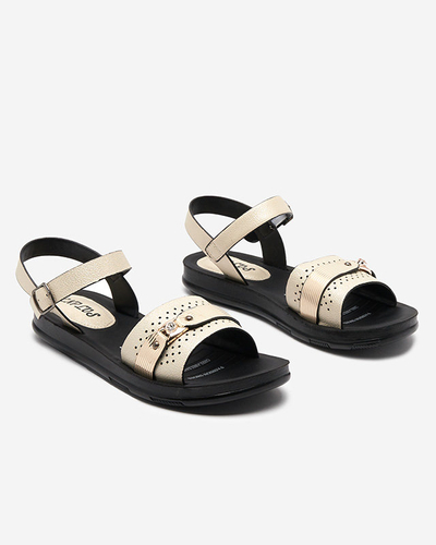 Säravad beežid naiste tasased sandaalid Nafi- Jalatsid