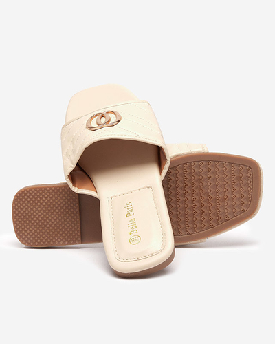 Naiste beežid ökonahast sussid kuldse Daliso kaunistusega - Jalatsid