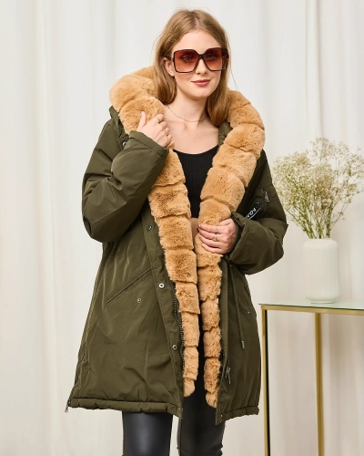 Women's green winter jacket PLUS SIZE - Clothing