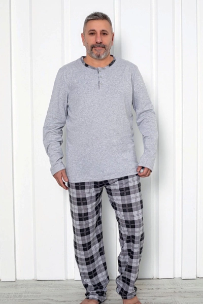 Royalfashion Men's checkered cotton pajamas PLUS SIZE