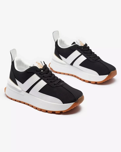 Öko-nahast naiste mustad spordijalatsid värviliste sisestustega Tifora- Jalatsid