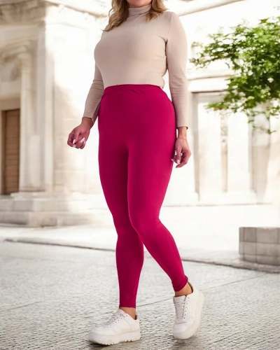 Maroon women's bamboo leggings PLUS SIZE - Clothing