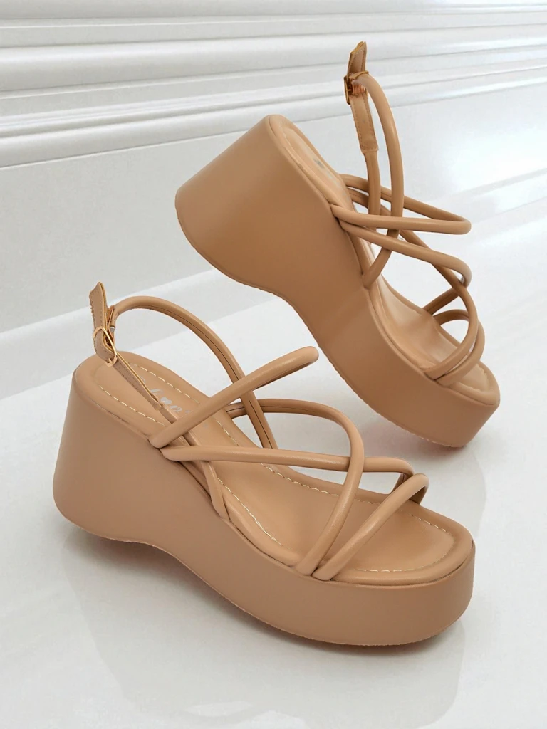 Royalfashion Women's Wedge Sandals Skyline Straps