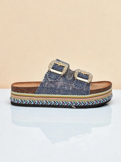 Royalfashion Женские сандалии с пряжками из стразов GlamCork