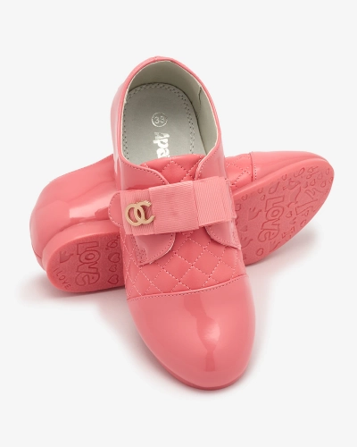 Girls' quilted eco leather half shoes in pink Werme- Footwear