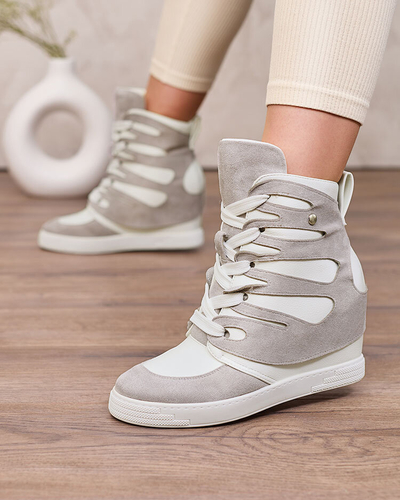 Royalfashion Grey women's sporty boots on a Pamstinsa heel
