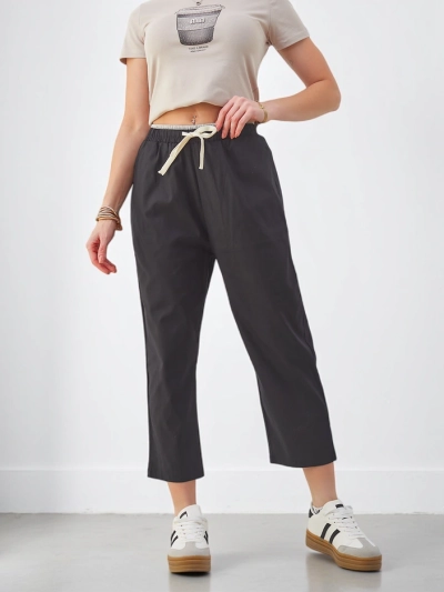 Royalfashion Cotton wide women's pants with tying