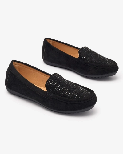 Black women's moccasins with zircons Bretika - Footwear