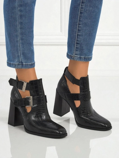 Embossed women's ankle boots on a block heel Burnt Halo
