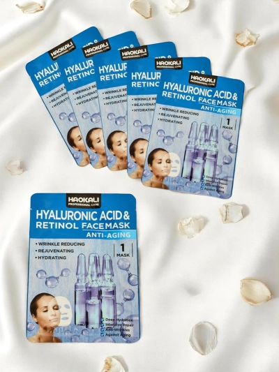 Haokali - Face mask with hyaluronic acid and retinol - moisturizes, revitalizes, and reduces wrinkles