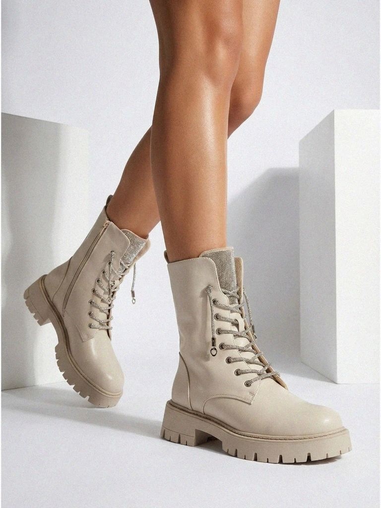 Eco-leather laced women's ankle boots Farly