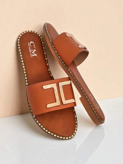 Royalfashion Women's faux leather slides with decoration Gildra