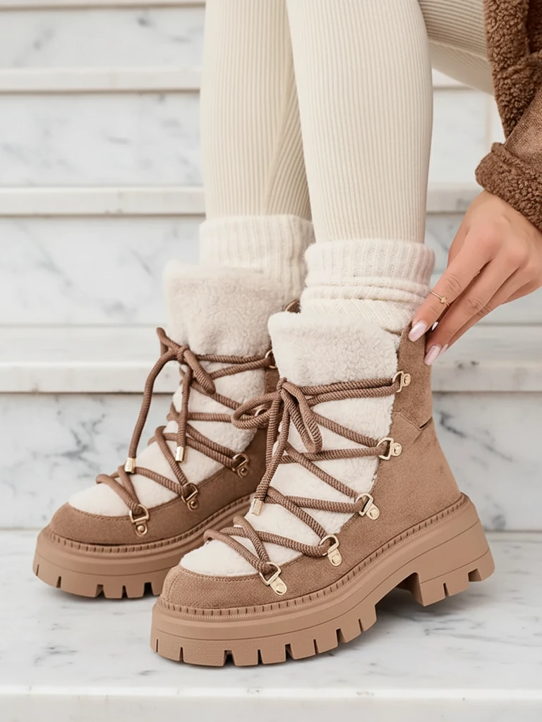 Royalfashion Lozin lace-up women's snow boots