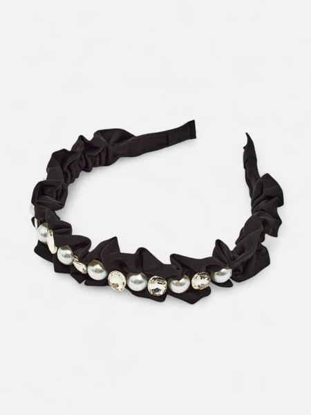 Royalfashion Headband with Ruching and Pearls