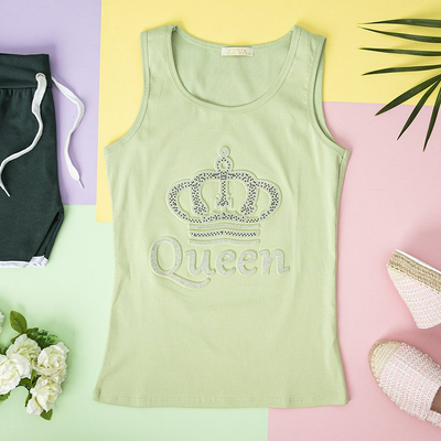 Naiste roheline kuuptsirkooniumoksiidiga topp - Riietus