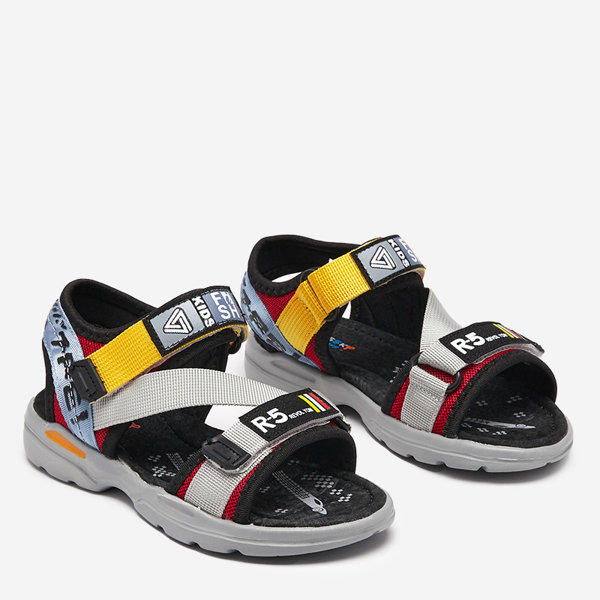 Gray boys 'sandals with colorful inserts and inscriptions Reberik - Footwear