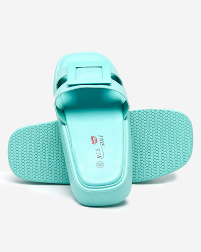 Women's mint slippers with Zegor ornament - Footwear