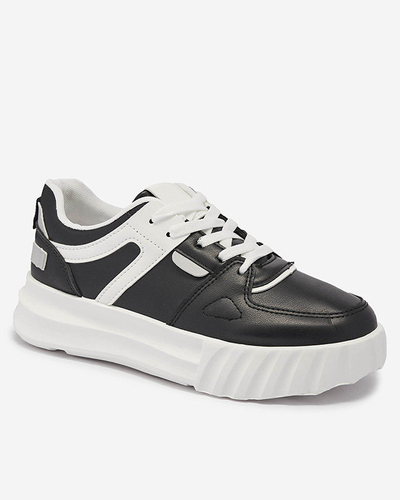 Öko-nahast naiste mustad sportlikud spordijalatsid valge sisekattega Netiris - Jalatsid