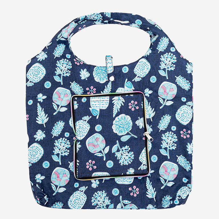 Navy blue floral wallet shopping bag - Accessories