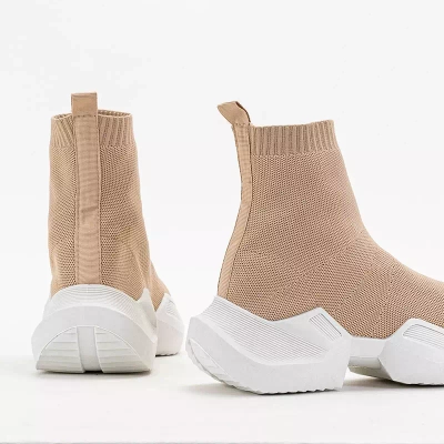 OUTLET High Fisa beige women's sports shoes - Footwear