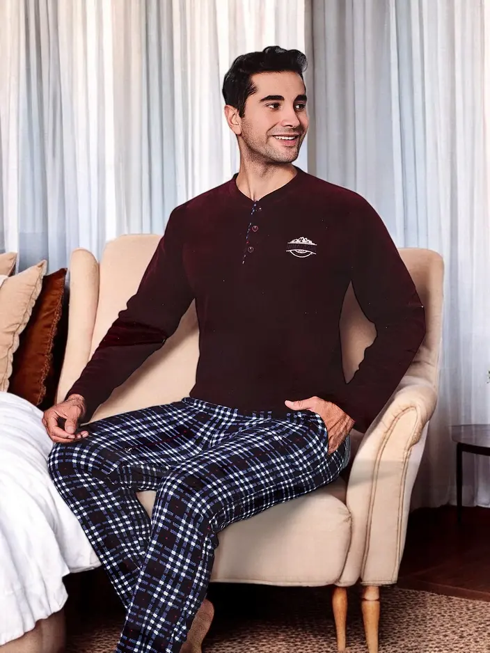 Royalfashion Men's plaid pajama a' la polar