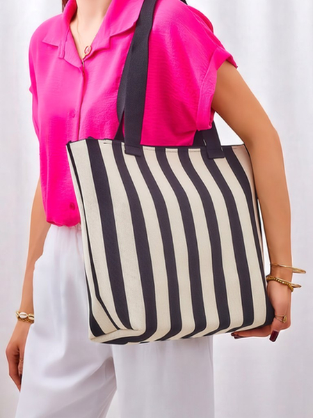 Royal Fashion Striped Fabric Tote Bag