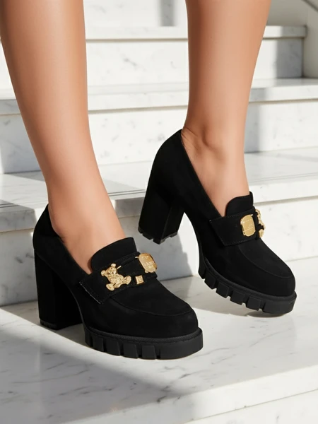 Katherine Elegante Black Suede Heels