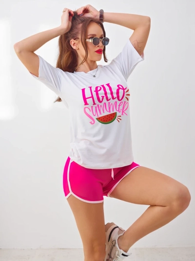 Royalfashion Women's sports set with a t-shirt and shorts Hello Summer