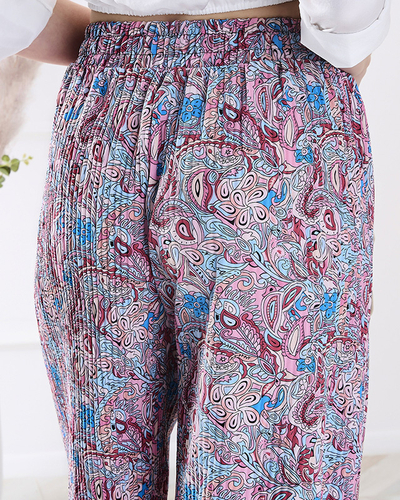 Mustrilised laia säärega püksid naistele, sinised- Rõivad
