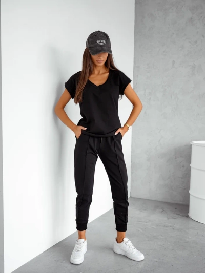 Royalfashion Женский хлопковый повседневный комплект с короткими рукавами