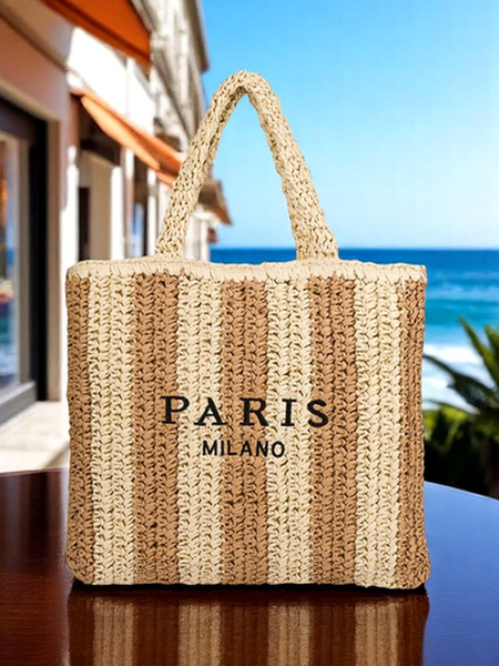 Royalfashion Большая женская соломенная сумка из соломенных полос