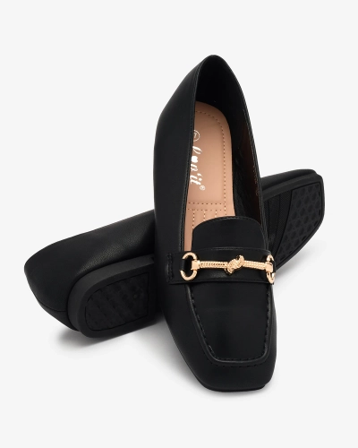 Royalfashion Black women's moccasins with gold embellishment Olerika