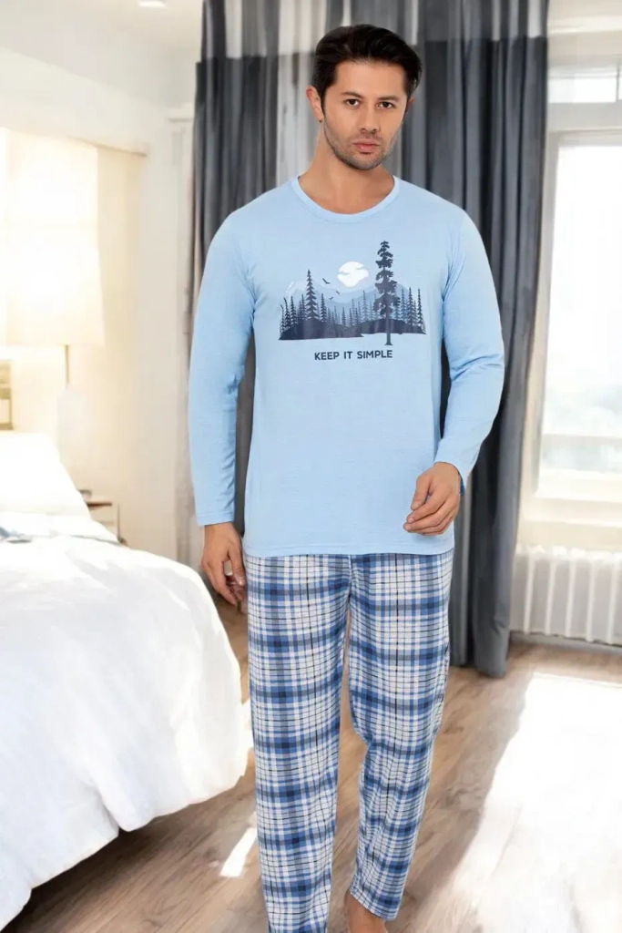 Royalfashion Meeste Puuvillane Ruuduline Öösärk