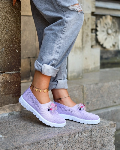 Royalfashion Lillad kristallidega naiste kangast mokasiinid Fezens