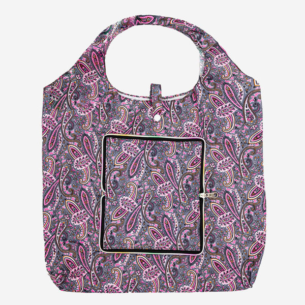 Pink and gray patterned shopping bag, foldable into a wallet - Accessories