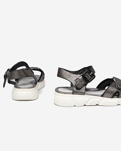 Graphite shiny girls' sandals Jenilo - Footwear
