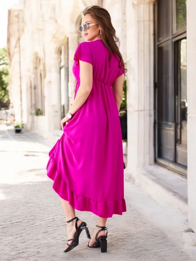 Royalfashion Naiste midi kleit ebaühtlase hemiga