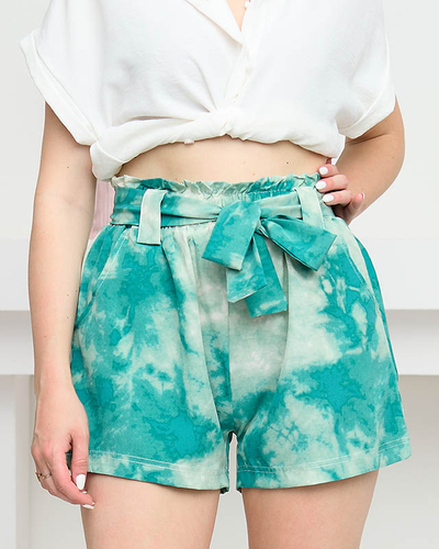 Women's fabric shorts with green print - Clothing