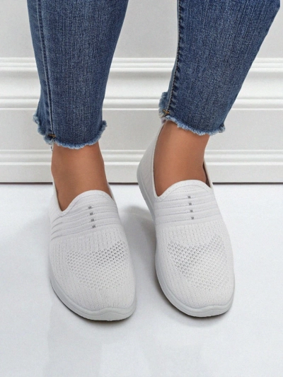 Women's White Fabric Slip-Ons Callisto - Lightweight Shoes for Spring and Summer