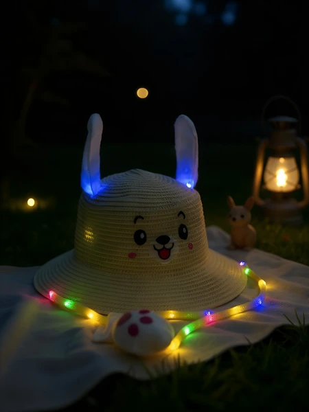Royalfashion Children's Straw Hat Glow Puppy Hat