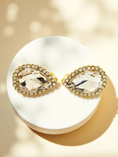 Royalfashion Women's clip-on earrings with crystal and cubic zirconia