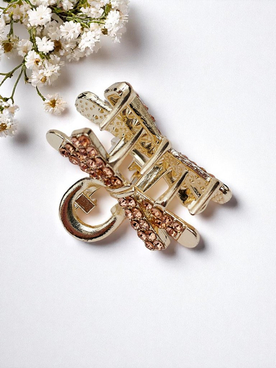 Royalfashion Hair Clip with Rhinestones Golden Clip